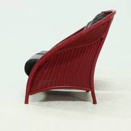 Set of 2 Sculptural Lounge Chairs in Red Lacquered Rattan 1970s