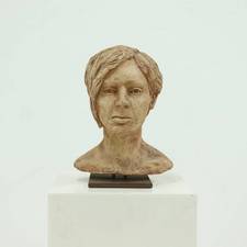 Studio Made Clay Sculpted Woman Buste Portrait Head 1970s