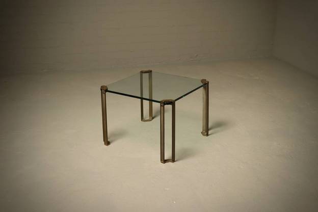 Mid Century Brass and Glass Coffee Table by Peter Ghyczy 1970s
