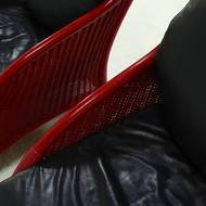 Set of 2 Sculptural Lounge Chairs in Red Lacquered Rattan 1970s