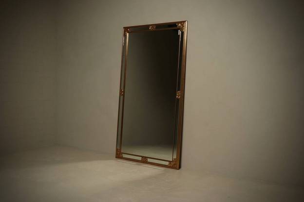 Revival Mirror in Gilded Resin by Deknudt Belgium 1980s