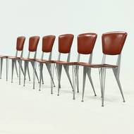 Set of 6 Dining Chairs Model T38 by Studio Archirivolto for Fasem Italy 1980s